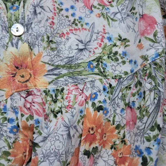 J. Jill Top Women's Small White Floral Peplum Mother Of Pearl‎ Buttons Rayon - Picture 6 of 12